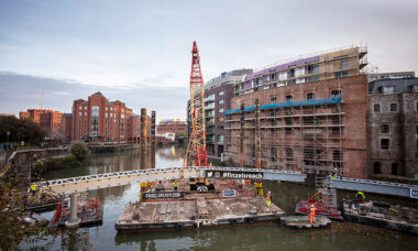 Image for Final section of Bristol’s new bridge at Finzels Reach set to be craned into place