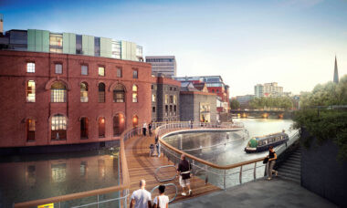 Image for Finzel’s Reach bridge from Castle Park in Bristol city centre taking shape