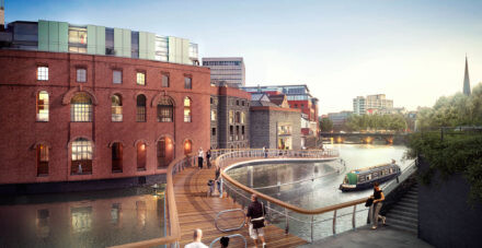 Image for Finzel’s Reach bridge from Castle Park in Bristol city centre taking shape