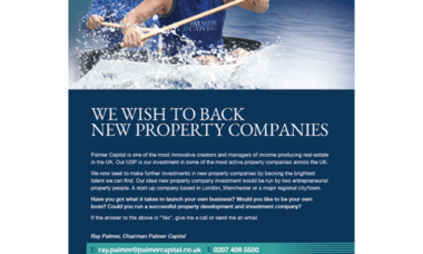 Image for Palmer Capital Kick Starts Marketing Campaign To Back A New UK Property Company&#8230;